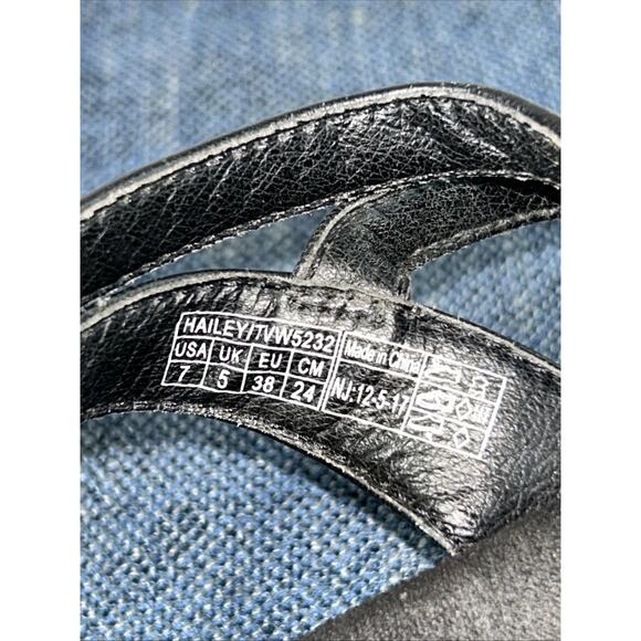 Vionic Hailey Gladiator Sandals Womens 7 Black Leather Gold Buckle T Straps - Picture 6 of 10